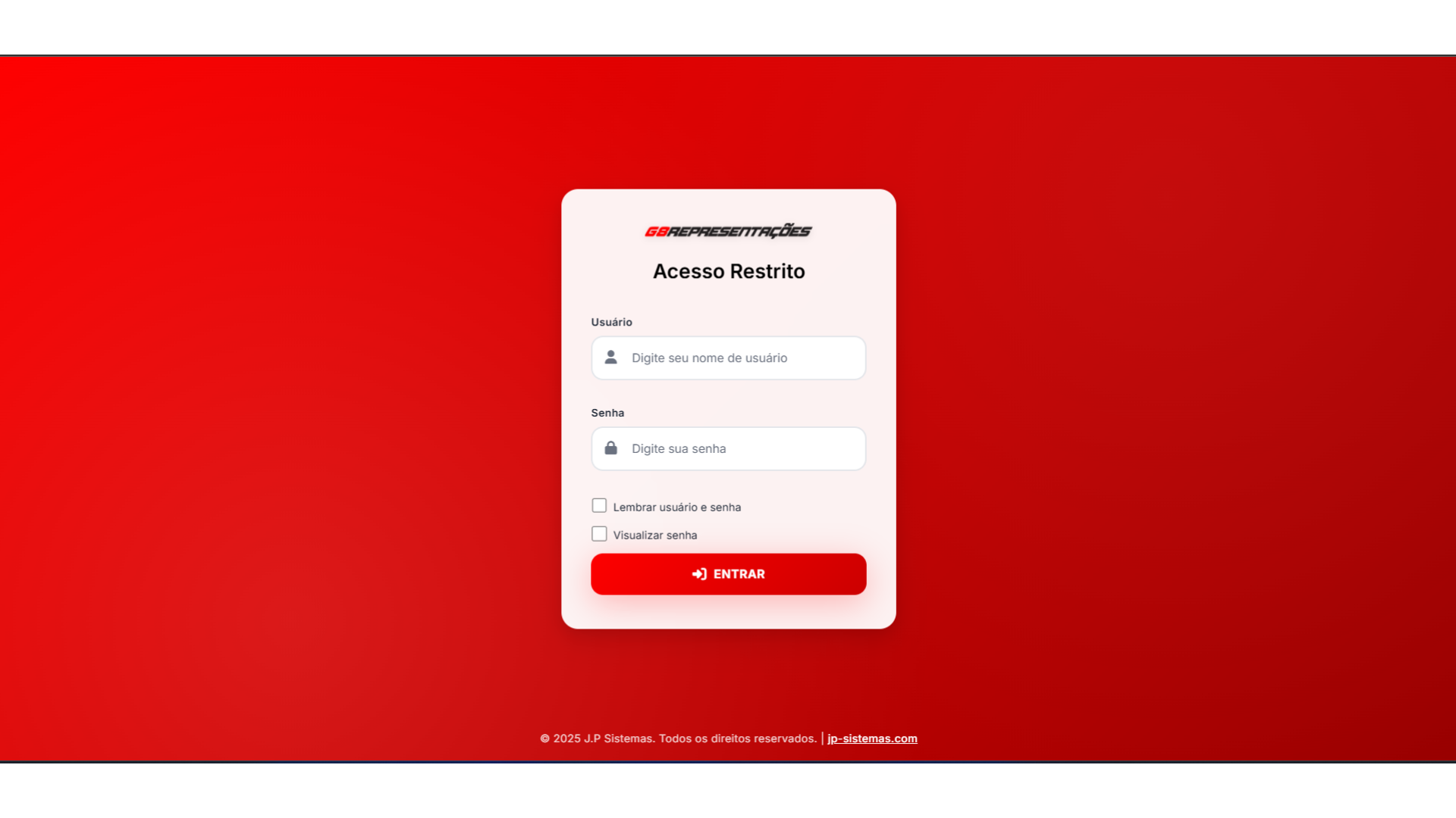 Sistema G8 Representações - Gestão empresarial